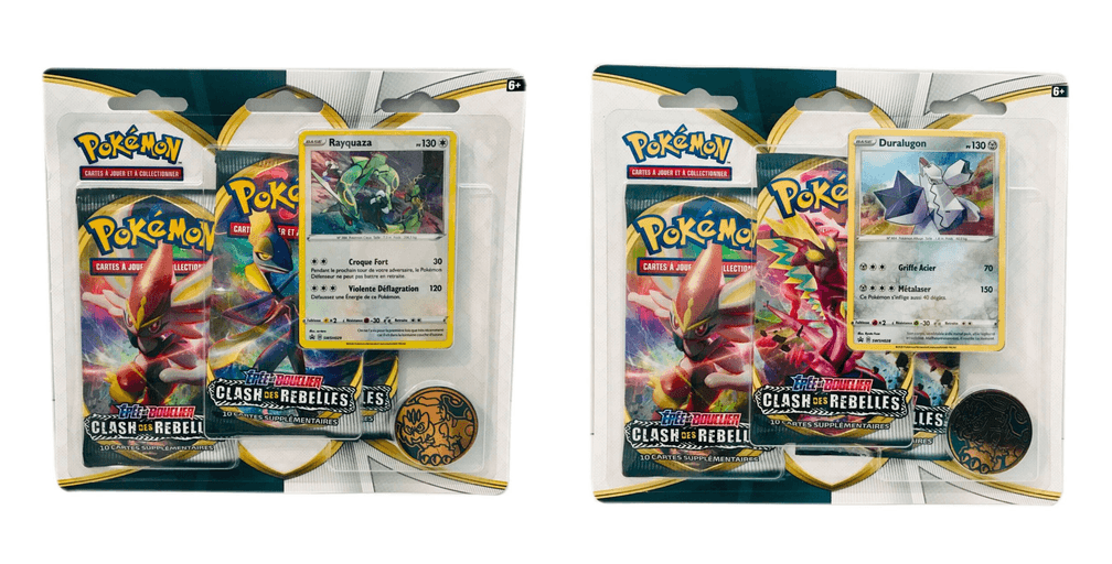 Pack de 3 boosters Épée et Bouclier – Clash des Rebelles – Duralugon ou Rayquaza (modèle aléatoire)