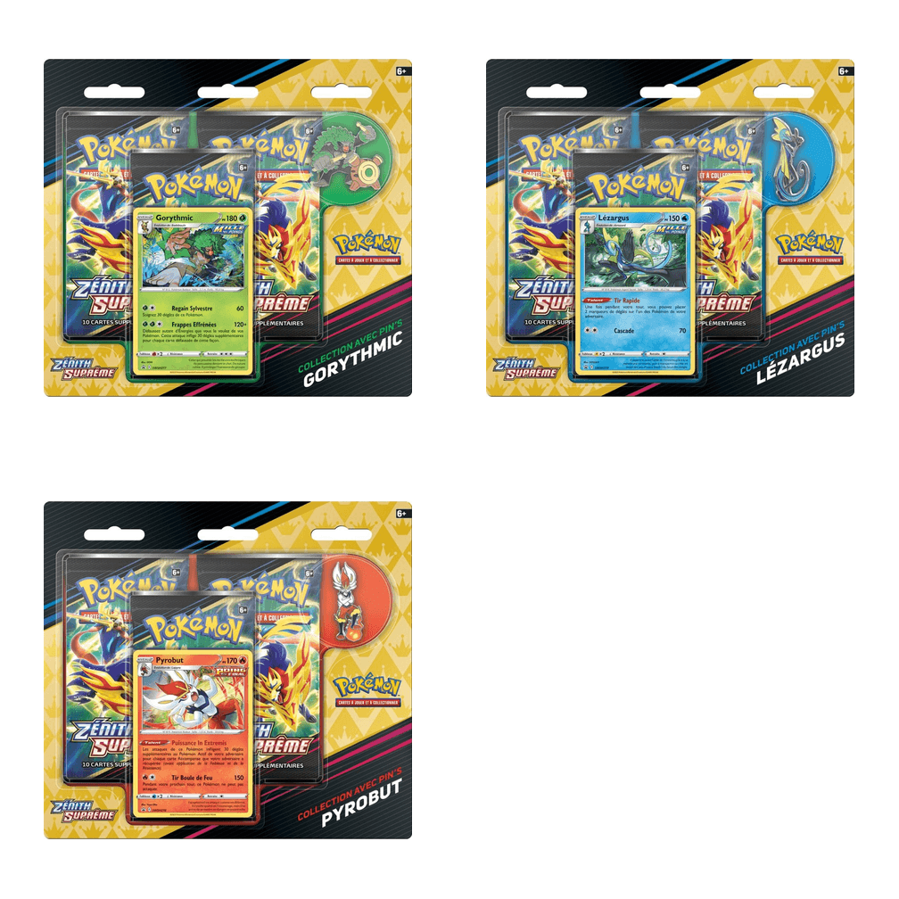Coffret avec pin’s Zénith Suprême – Gorythmic, Pyrobut ou Lézargus (aléatoire)