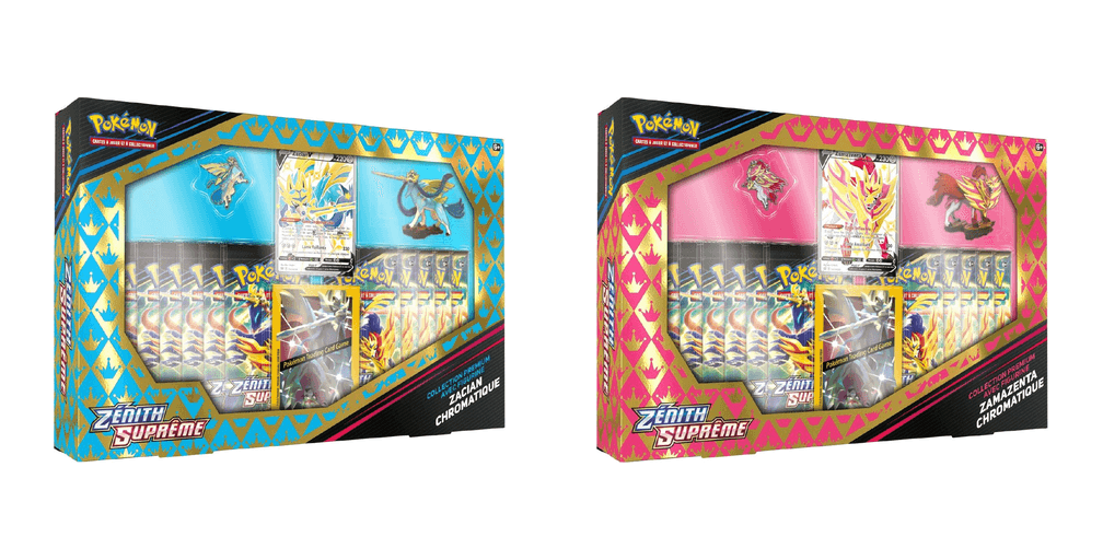 Collection Premium avec figurine Zénith Suprême – Zacian ou Zamazenta chromatique (modèle aléatoire)