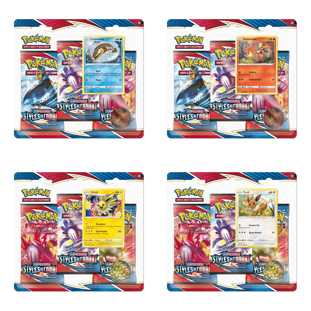 Pack de 3 boosters Épée et Bouclier – Styles de Combat (modèle aléatoire)