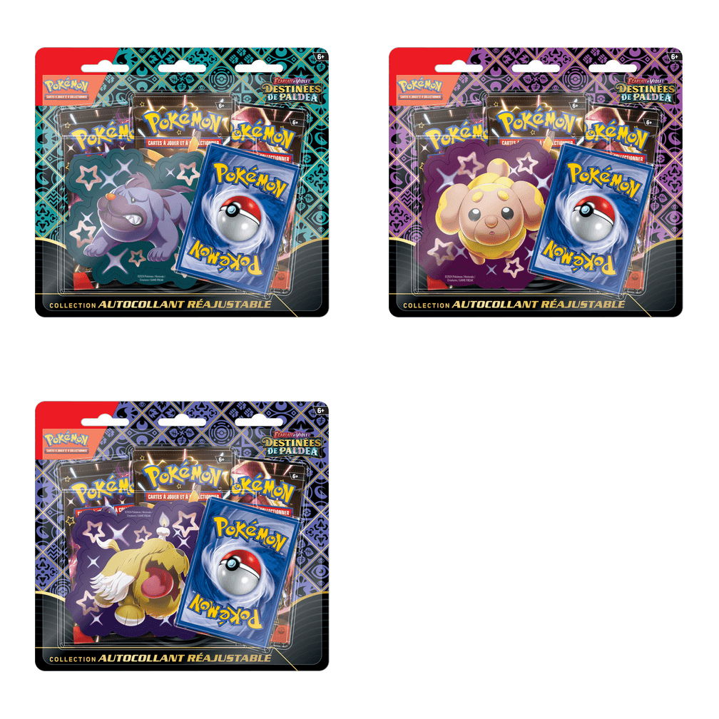 Collection autocollant réajustable Écarlate et Violet – Destinées de Paldea – Pâtachiot, Toutombe ou Grondogue chromatique (aléatoire)