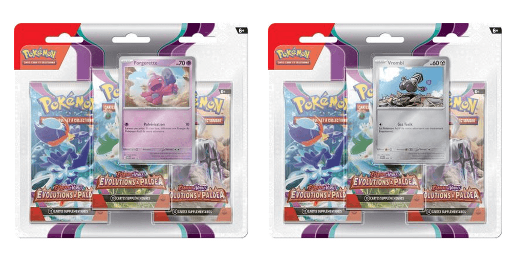 Tripack Écarlate et Violet – Évolutions à Paldea – Forgerette ou Vrombi (aléatoire)